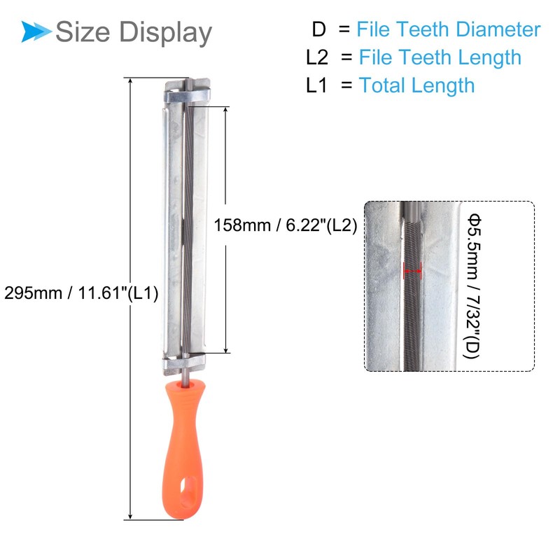 CoCud Chainsaw File Holder, 7/32" (5.5mm), Chrome Steel Round Sharpener