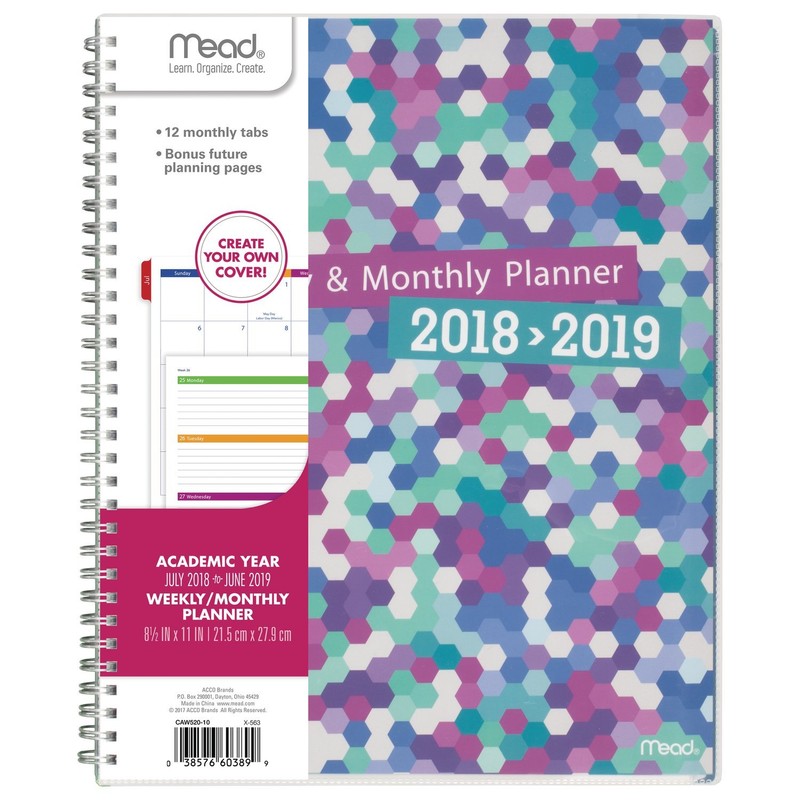 Mead - Planificador de año académico 2018-2019 semanal y mensual,