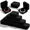 Douaowoc 12 Pcs Velvet Bracelet Box Classic Black Bracelet Gift