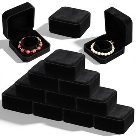 Douaowoc 12 Pcs Velvet Bracelet Box Classic Black Bracelet Gift Box Case for Jewelry Gift Storage Bangle Organizer Holder for Wedding Engagement Proposal Birthday Anniversary
