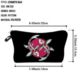 Livel lhood Koi Fish Cosmetic Bag for Women Cute Small Makeup Bag for Purse Travel Toiletry Zipper Pouch for Girls Gift for Fish Lovers Lucky Koi Fish Makeup Bag for Her