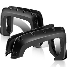 Spec-D Tuning 4PC Front + Rear Smooth Bolt On Pocket Style Fender Flares Compatible with 2014-2018 Chevy Silverado 1500 2500HD 3500HD