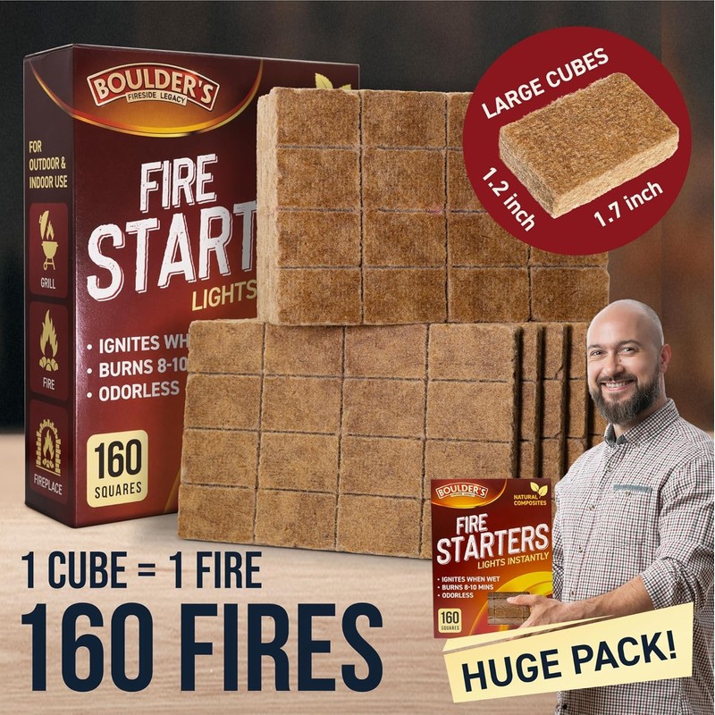 Fire Starter Cubes, 160 pcs - Bulk Pack - Fast