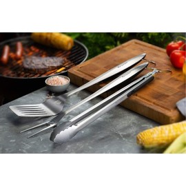 BBQ Set Heavy Duty grilling Utensils 3 piece set. Spetula, Fork Tong. (3 Piece)