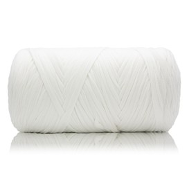 MSyarn 400g T Shirt Yarn, Tshirt Crochet Yarn for Crocheting Bag/Craft Project/Home Decor, 14.1oz/400g, 120yd/110m Crochet with Polyester Spandex Blend Stretch Fabric(White)
