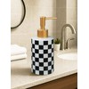 Checkered Ceramic Soap Dispenser White and Black,Liquid Lotion Dish Hand