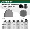 150 Pcs Hex Head Dome Bolt Covers - 6 Sizes