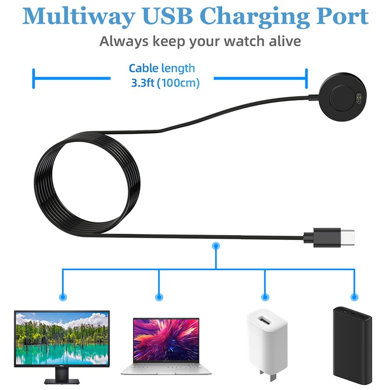 Threeeggs Compatible with Garmin Watch Charger Dock, USB Type-C Charging