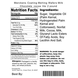Merckens Coating Melting Wafers Milk Chocolate Cocoa Lite, 2 Pound