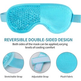 2 mascarillas de gel reutilizables para terapia de frío caliente y calor, máscara de ojos para hinchazón, ojeras, bolsas para ojos, ojos secos, dolores de cabeza, migrañas, alivio del estrés, máscara de enfriamiento para los ojos de compresa caliente/fría