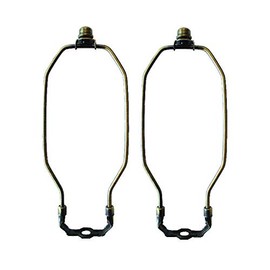 I Like That Lamp Complete Lamp Harp Set (2 Pack) - Antique Brass 8” Harp (Suitable for 9" to 10" Lampshade) - Includes Harp, Saddle Holder Base & Finial - Harp Converter For Table and Floor Lamps