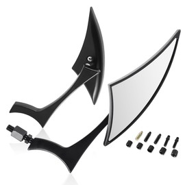 Auto Dynasty Universal Side Mirrors Rear View Rotary Adjustment Handlebar Mount Compatible with Honda, Scooter, Suzuki, Yamaha, Kawasaki, Victory Harley Ducati and More (Spear Blade Style, Black)