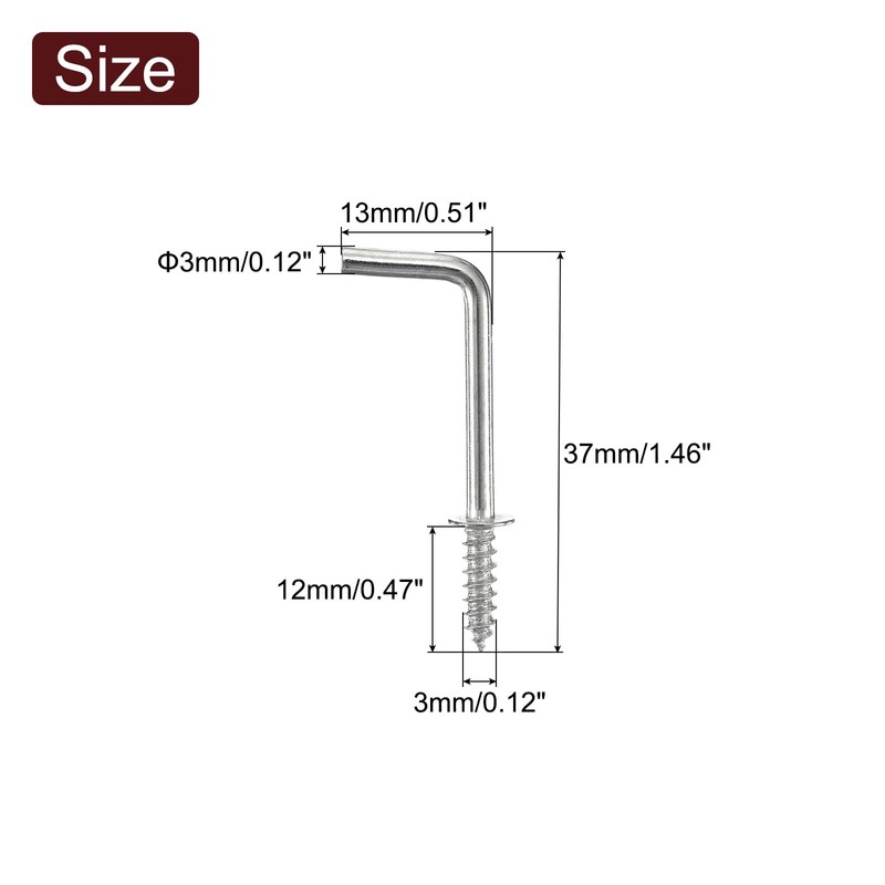 uxcell 40 Pcs L Shape Hooks, 1 Inch Right Angle