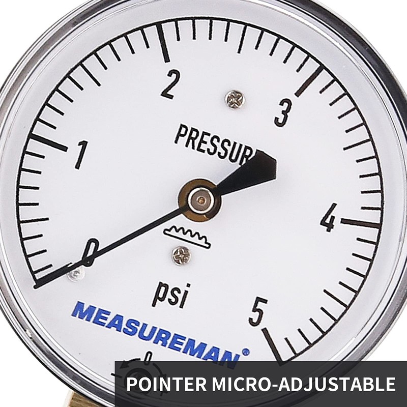 MEASUREMAN Diaphragm Type Capsule Low Pressure Gauge, 2-1/2" Dial, 1/4"