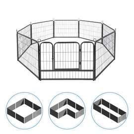 Fencer Wire Foldable Outdoor/Indoor Pet Playpen with Gate, Available in 24"/32"/40" Height Metal Portable Kennel, Heavy-Duty Exercise Fence Cage 8/16/24/32 Panels for Large/Medium/Small Dog, Animals