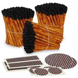 Thankful Greetings Brown Stick Black Tip Decorative Matches | 300+ Artisan 2” Safety Espresso Style Matchsticks with Adhesive Strikers | Great for Home Decor & Candle Lovers