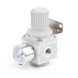 SNS Air Pressure Regulator Female Thread 3/8 NPT Compact Type Relief Type 0-150 PSI Adjustable, Bracket, Gauge SAR3000K-N03