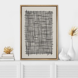 SIGNWIN Framed Canvas Print Wall Art Black Grid Mid-Century Collage Abstract Shapes Digital Art Modern Art Decorative Minimal Relax/Calm Zen Retro for Living Room, Bedroom, Office - 24"x36" Natural