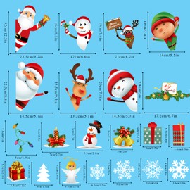 123PCS Christmas Decorations, Christmas Window Clings Stickers for Glass, Snowflake Window Stickers Decals, Xmas Decals Indoor Winter Holiday Decoration Snowflake Santa Claus Reindeer Decals for Party