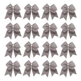 16PCS 8" Large Cheer Hair Bows Ponytail Holder Elastic Band Handmade for Cheerleading Teen Girls College Sports (16 Pcs Gray)