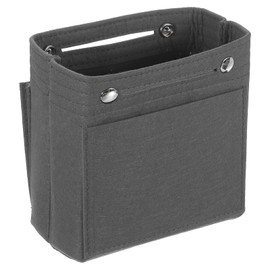 QUARKZMAN Pocket Organiser Insert, Portable Felt Organiser Bags with Press Stud Multiple Compartments Pocket Lining for Curved Saddle Bag, Carry Bag (17 x 10 x 16 cm, Grey), grey