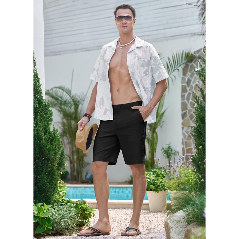 Willit Men's Linen Shorts Dress Summer Casual Work Linen Shorts