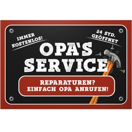 DankeDir! Grandpa's Service Sign 30 x 20 cm - Cute Door Sign Grandpa's Workshop Wall Decoration Gift Idea Birthday Gift Grandpa Personal Sweet Gift Grandfather Grandparents