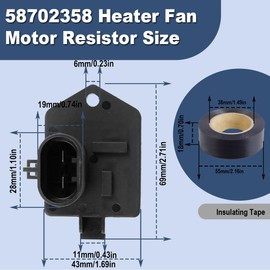 ZAMDOE 58702358 Radiator Relay Fan Heater Resistor for Fiat 500 / 500c 2007 On for Fiat Grande Punto 199 1.2 1.3 1.4 1.6 for Bravo Mk2 198 1.4 1.6 1.9 2.0 9S51-8L603-AA 5179935 with Insulating Tape