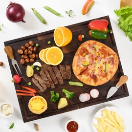 VITAYYCKS Large End Grain Walnut Wood Cutting Board for Kitchen, 17x13x1.5 Wooden Cutting Boards, Chopping Boards with Juice Groove and 4 knife tools for Meat,Vegetables&Cheese(End Grain Walnut 17x13)