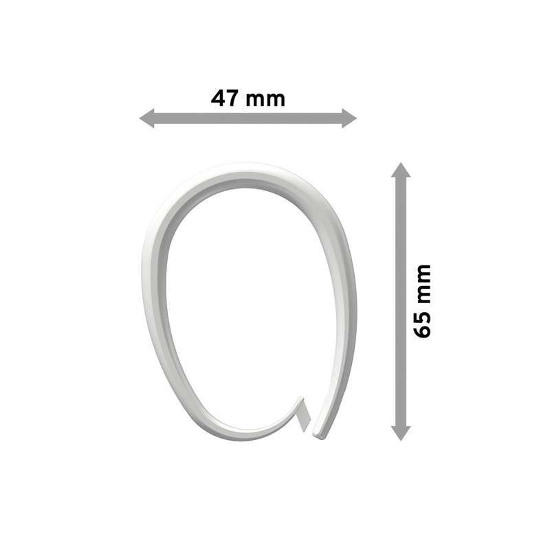 Interdeco Talent – Luina Curtain Rings White Plastic Oval Shower