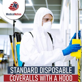Medical Nation Hazmat Suits | 2 Pack, Extra Large | Disposable Protective Coveralls, Heavy Duty Full Body Painters Suit for Men & Women with Hood, Sleeves, Zipper - Breathable & Water Resistant - XL