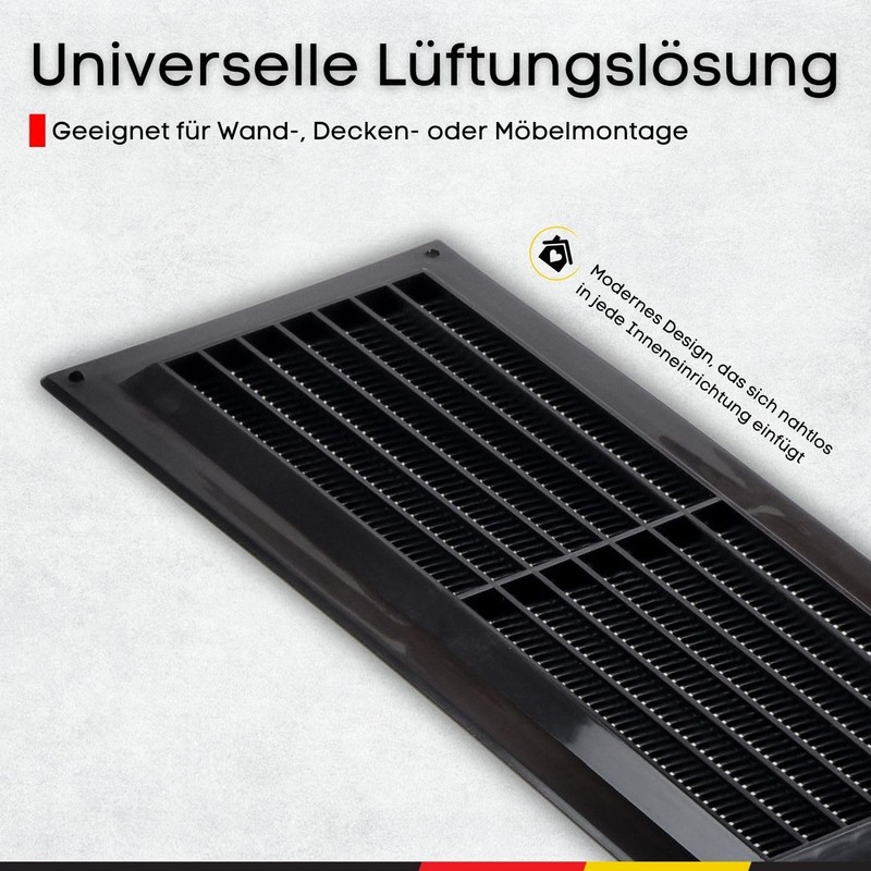 Steinberg14 Black Ventilation Grille, 300 x 130 mm, Plastic Exhaust