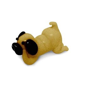 Tynies Pugi The Pug Dog Handmade Glass Figurines with Collector's Frame - Glass Animals Collectible Miniature - Blown Glass Art for Kids & Home Decorations (Brown & Clear)