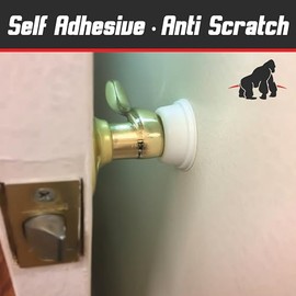 Tapones de goma para puerta (paquete de 4) color blanco, fabricados en Estados Unidos, protectores de pared autoadhesivos, evitan daños a las paredes por manijas de pomos de puerta, protector y escudo