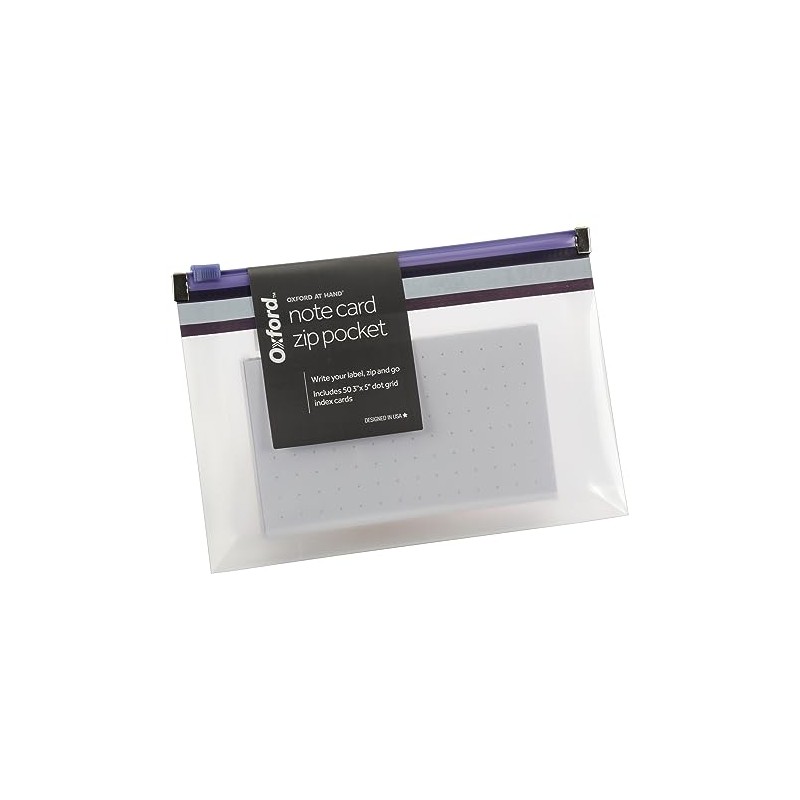 Oxford® At Hand Note Card Zip Pocket, Indigo
