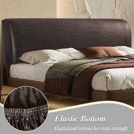 Bed Headboard Covers, PU Leather Bed Headboard Cover, All-Inclusive Headboard Cover, Universal Dustproof Protective Cover, Stretchy Headboard Cover for Upholstered Bedroom Headboard (Coffee, 200 cm)