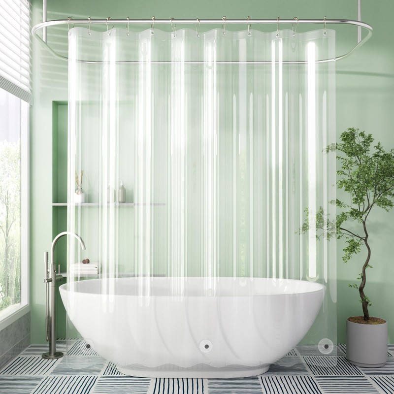 AmazerBath Extra Long Shower Curtain Liner, Clear, 84 Inches Long,