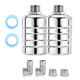 Teengse 2Pcs Automatic Water Level Control Float Valve 304 Stainless Steel, 2Pcs 1/2" & 3/4" Straight/Elbow Fittings with 2 Feed Strip for Water Tanks, Pools, Livestock Troughs (0.2-10Pa, Food Grade)