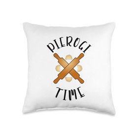 PIEROGI TIME Cute Pierogi With Rolling Pin Poland Gift Throw Pillow