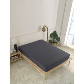 Vency Premium Jersey Fitted Sheet 180 x 200 cm Anthracite - Fitted Sheet 100% Cotton, Flat Sheet 180 x 200 cm up to 35 cm Mattress Height Anthracite
