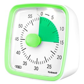 Yunbaoit Visual Timer with Night Light, 60-Minute Countdown Timer for Kids and Adults, Silent Classroom Timer, Time Management Tool for Home, School, or Work (Light Green)