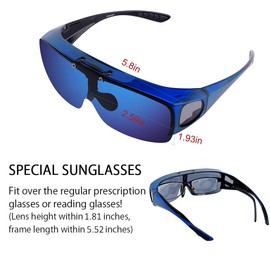 TINHAO Mens Polarized Flip Up Fitover Sunglasses with Mirrored Lenses (Blue, Blue)