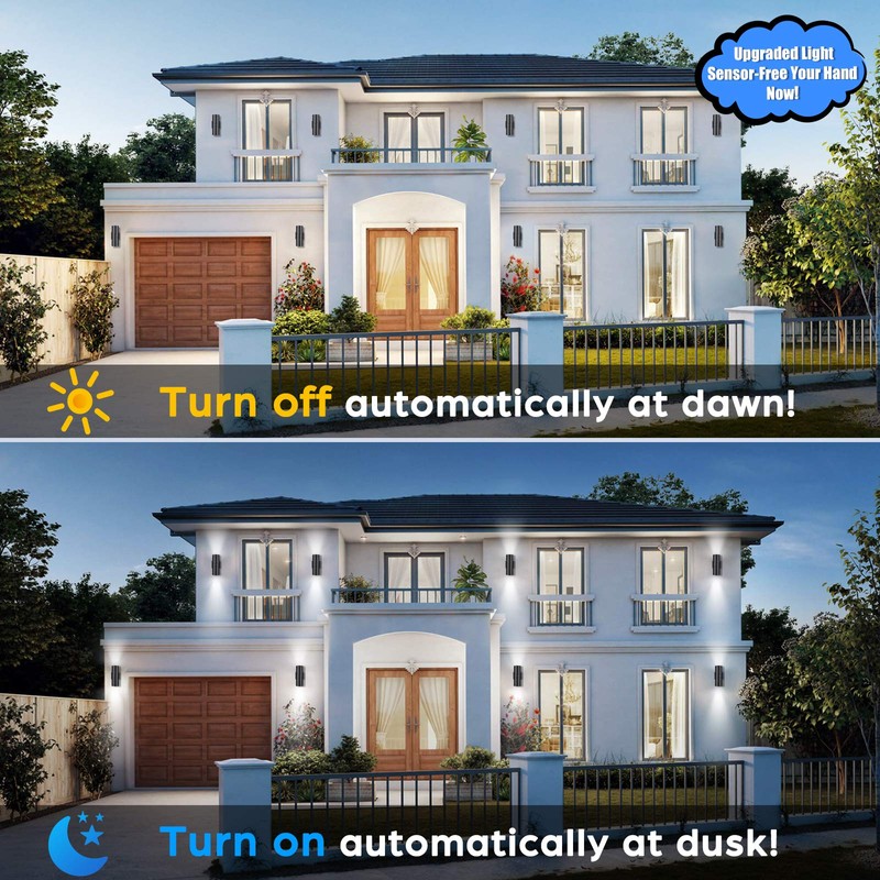 Modern Outdoor Wall Light with Dusk to Dawn Sensor, Exterior