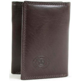 Mens Genuine Leather RFID Protected Tri-Fold Credit Card Wallet - Dark Brown