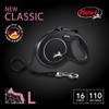 Flexi New Classic Retractable Dog Leash, Tape, Black, Large/16’, For