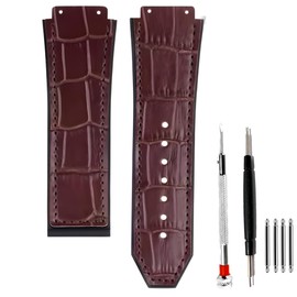 OTGKF 25mm Leather Watch Band for Hublot Big Bang Strap replacement with Tool Brown