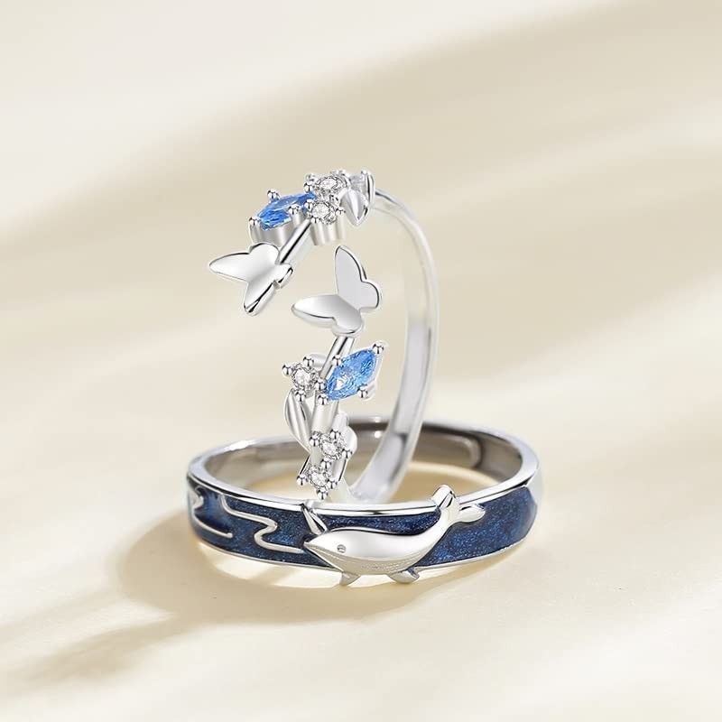 083BASE | PAIRING 925 SILVER WHALE & BUTTERFLY MOtif Blue