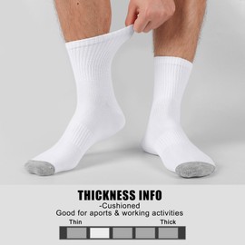 HeySocks Mens White Quarter Socks - Thin Athletic Running Hiking Mid Crew Socks for Sports 6 Pairs