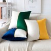 Artscope Green White Velvet Cushion Covers with Gold Leather Patchwork