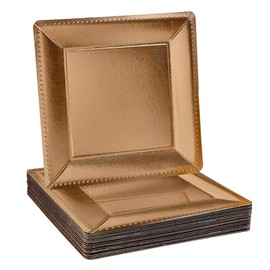 DISPOSABLE SQUARE CHARGER PLATES - 20 pc (Metallic/Gold)
